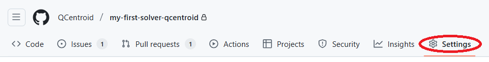 Settings del repositorio en GitHub