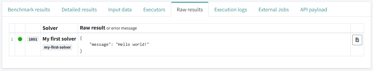 Resultados raw del job