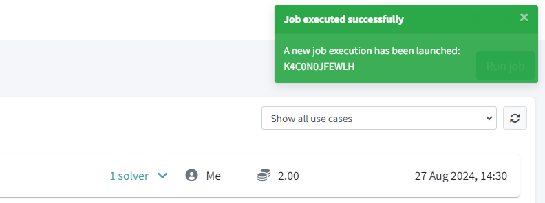 Job lanzado correctamente