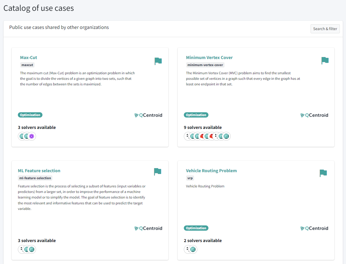 List of flagship use cases
