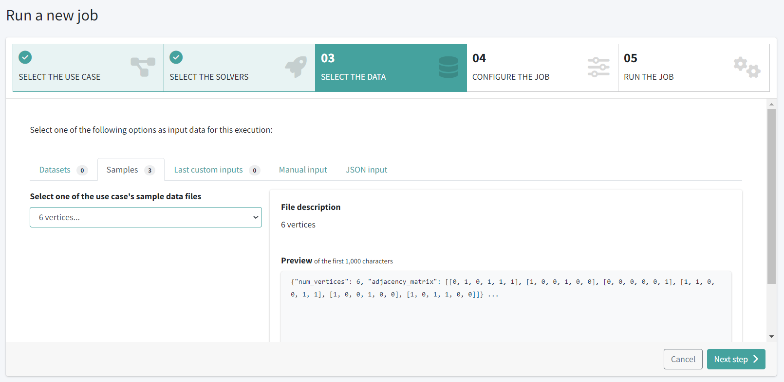 Run your first job - QCentroid Quantum Platform Documentation