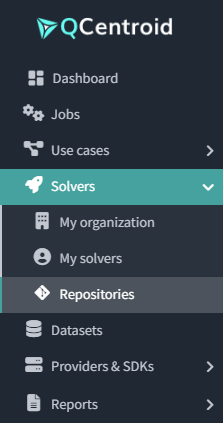 Repositories section in the sidebar menu