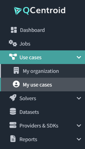 My use cases section in the sidebar menu